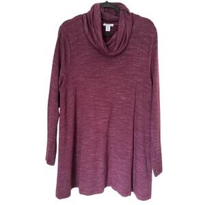 Carolina Belle Montreal Womens 1XL Swing Tunic/Top Cowl Neck Purple Tweed